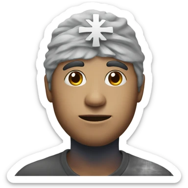 person with a cross made of wash on his forehead sticker