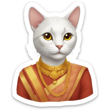 A cat wearing a saari  sticker