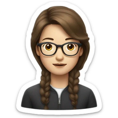 Tim cook with a brown hair Korean girl with eyeglasses sticker