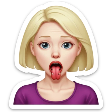 Woman choking herself with a dramatic face and tongue out sticker