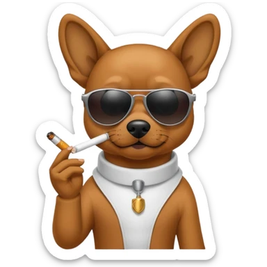 Dog wearing sunglasses smoking a cigarette sticker