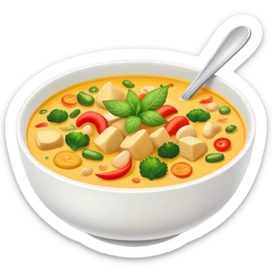 a bowl of thai yellow curry, ultra realistic sticker