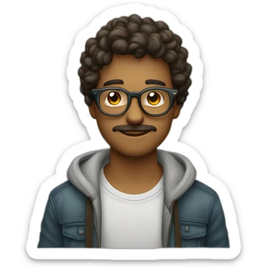 homme portugais jeune portant des lunette qui aime la musique  sticker