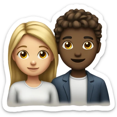 girl and boy drawing a picture sticker