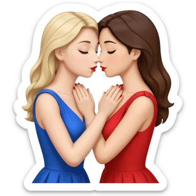 two wome nkissing hands wrapped around each other sticker