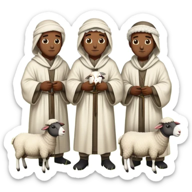 Four Black man Shepherds with a flock of sheep sticker