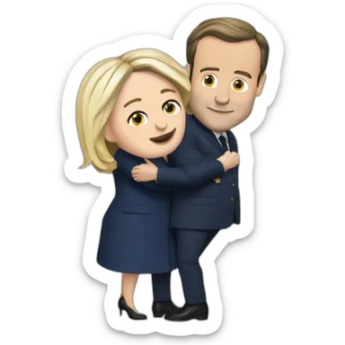 Macron et marine le pen qui s'embrassent sticker