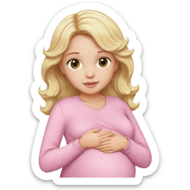 Blonde long wavy hair lady pregnant with light pink clothes sticker