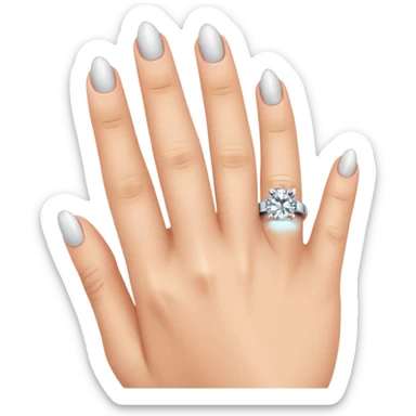 Platinum engagement ring on finger sticker