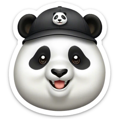 haz un panda sonriente, gordo con una gorra de corredor en la cabeza sticker