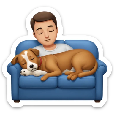 Guy fell asleep on couch with dog  sticker