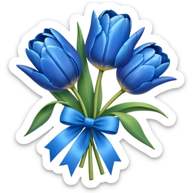 blue tulips with a bow sticker