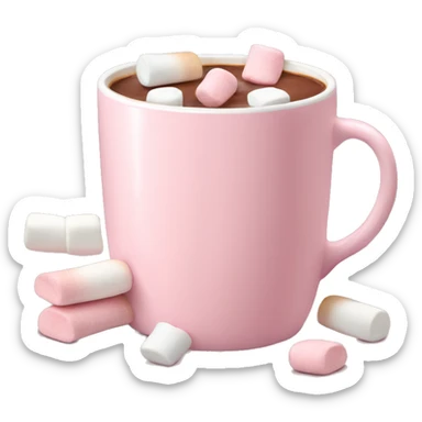 Light Pink mug of hot chocolate with marshmallows  sticker