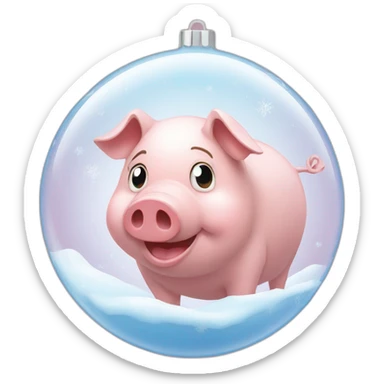 A piG in a Christmas bubble sticker