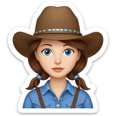 Cowgirl brown hair, estroil blue sticker
