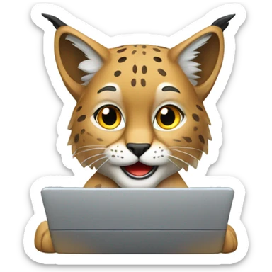 A lynx with a laptop sticker