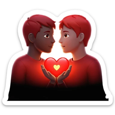 silhouette speaking to another with a heart between them sticker