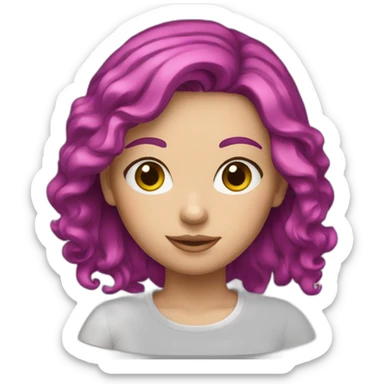 White girl with a magenta hair sticker