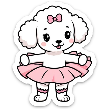 Poodle wearing a tutu sticker