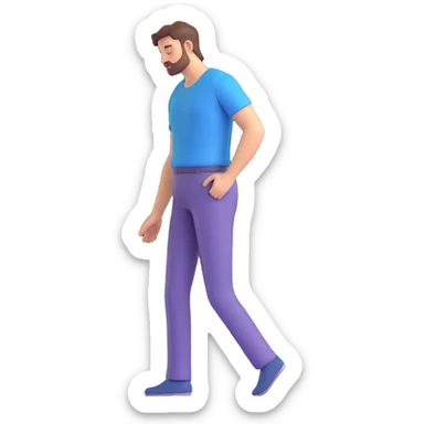 a tired man standing, dozing off, swaying slightly, peaceful expression sticker