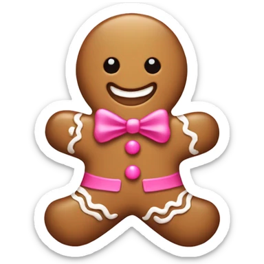 Gingerbread man light brown with pink bow and pink candy cane  sticker