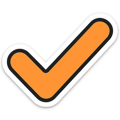 check mark icon, rounded edges, minimal style, color #ff7f00 orange, no text sticker