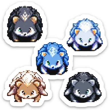 Baby hedgehogs Sonic, Shadow and Silver in colorful pixel art style sticker
