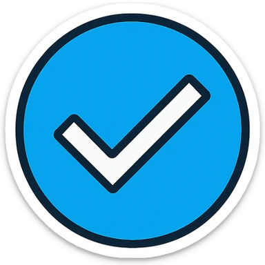 blue circle with a white check mark sticker
