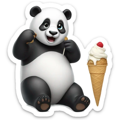 Panda eating ice cream sticker