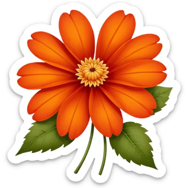 An autumn flower with orange-red petals curled by cool wind. sticker