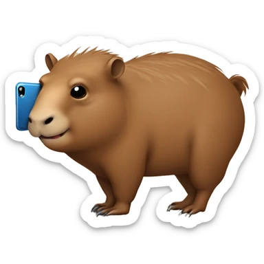 Capibara con celular  sticker