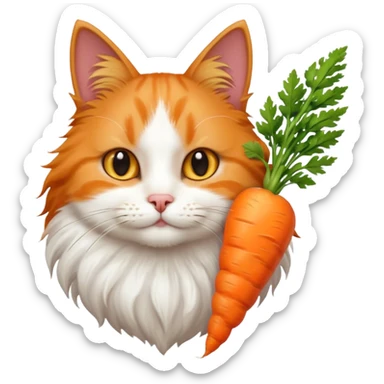 a carrot which is hold a cat sticker
