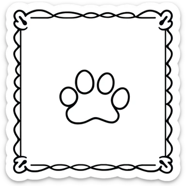 colorful puppy paw print with a border sticker