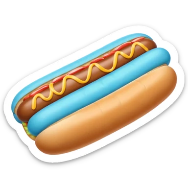 a blue hotdog bun with a minty colored hotdog in the middle of it sticker