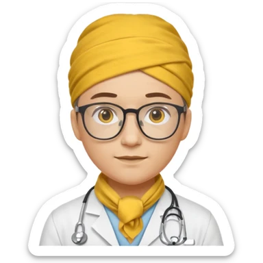 glasses doctor with yellow bandanna sticker