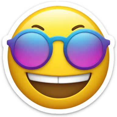 yellow, circle, smile, wearing colorful sunglasses sticker