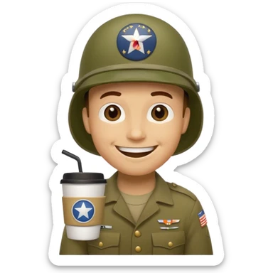 Tassae de cafe anthropomorphe style soldat americain ww2 sticker