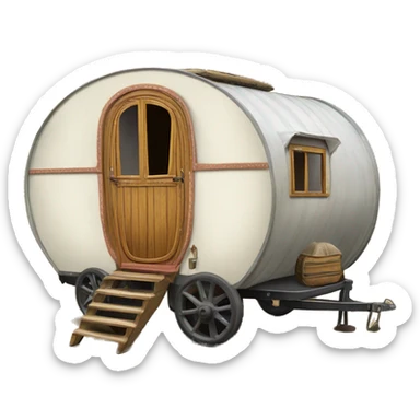Realistic vintage round gypsy caravan wagon camper sticker