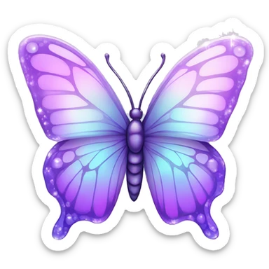 Sparkly Pastel purple-gradient iridescent glass butterfly sticker