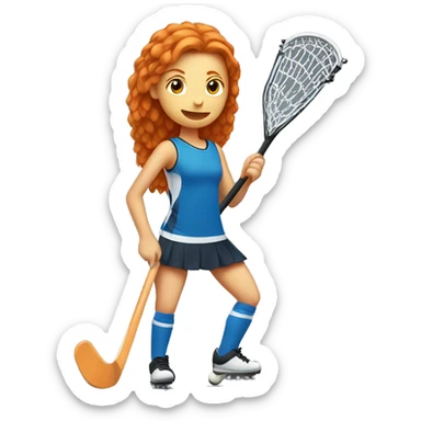 Ginger girl playing field hockey  sticker