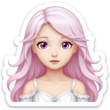 An angel with sparkling pink eyes and fair skin, very beautiful. sticker