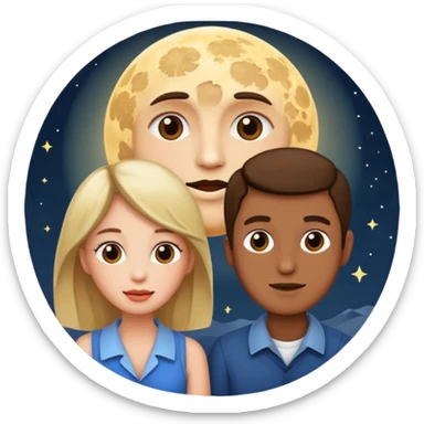 couple talking with moon in the background sticker