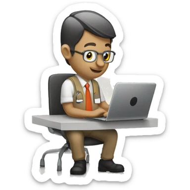 ciervo trabajando en una lapto diseño graf sticker