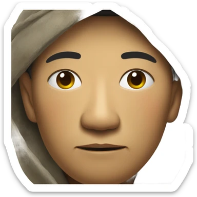 photorealistic sad Chinese peasant 1960s sticker