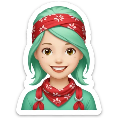 girl with peppermint hair and bandana sticker
