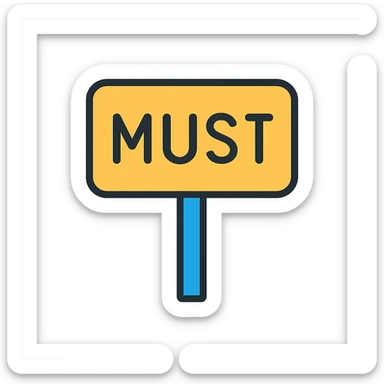 the road sign with the word must sticker