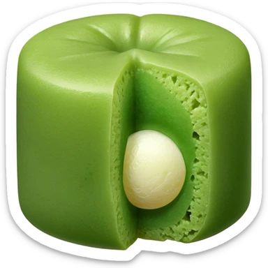 Matcha flavoured mochi with a bite taken out of it sticker