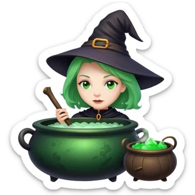 witch in a cauldron  sticker