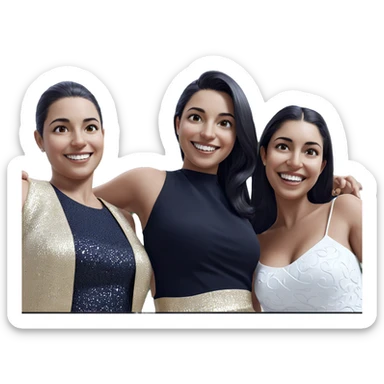 smiling girls in elegant dresses sticker