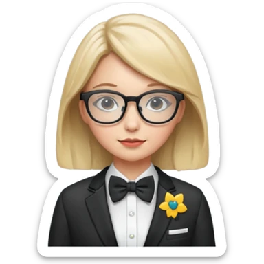 girl with bowtie, jacket and glasses sticker